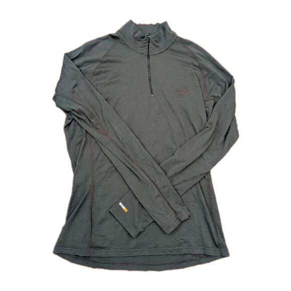 Icebreaker Base Layer Shirt Mens L Green Bodyfit 260 1/4 Zip Merino Wool - Picture 1 of 11